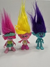 DreamWorks Trolls Poppy Doll Lot Set of 3 Colorful Hair Toy - Incl. Viva, Etc.
