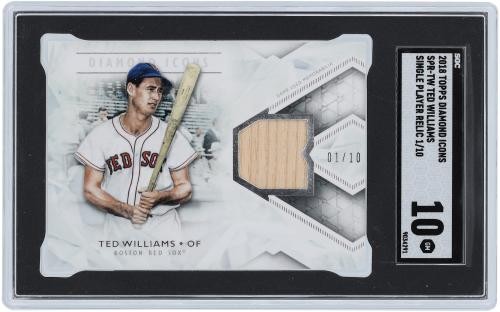 Ted Williams Boston Red Sox 2018 Topps Diamond Icons #SPR-TW #1/10 SGC 10 Card - Picture 3 of 4