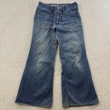 Vintage Wrangler Bell Bottoms Men s 30x30 Blue Front Patch Pockets 70s USA Wide
