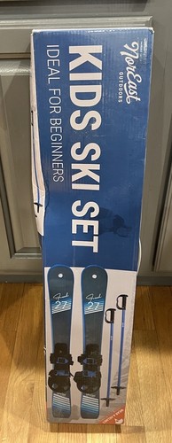 NEW ~ NorEast Outdoor Kids Ski Set 69 cm Skis & Poles ~ Beginner ~ Junior Skis - Picture 1 of 7