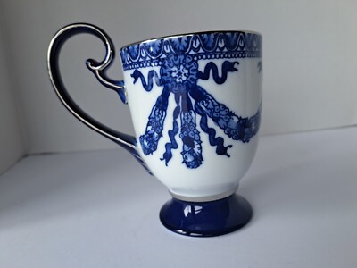 VTG Bombay Company MUGS Blue & White Asian Floral NOS Coffee Cups New 8