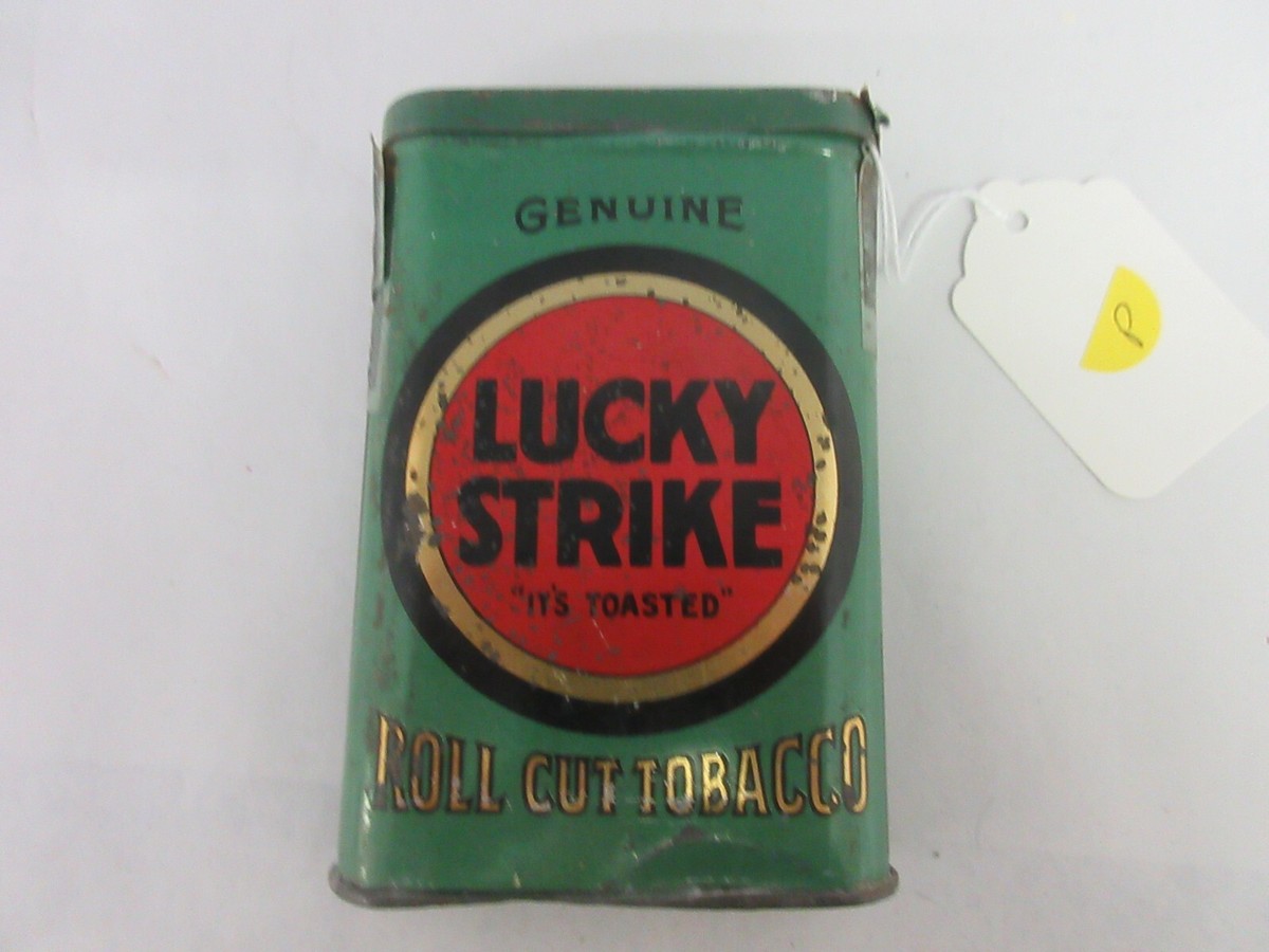 VINTAGE ADVERTISING EMPTY LUCKY STRIKE VERTICAL POCKET TOBACCO TIN