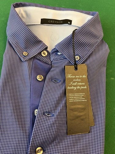 Greyson Polo Shirt Men’s Medium Purple Geometric Performance Edgewood Golf NWT - Picture 1 of 9