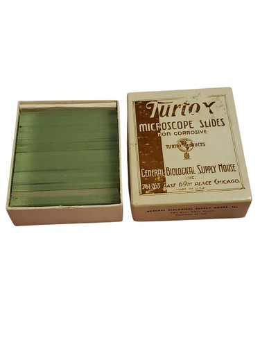 Vtg Antique Turtox Box Of Microscope Slides General Biological Supply Chicago