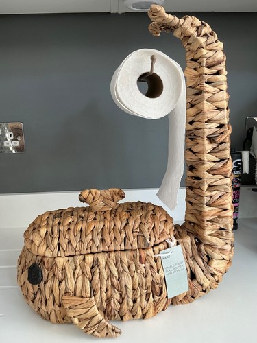 BNWT Next Natural Wicker Whale Bathroom Toilet Roll Loo Holder Stand/Store - Picture 2 of 7