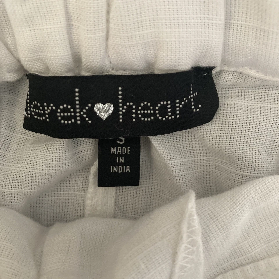 Pantalones Cortos Derek Corazón Mujer Pequeña Bolsa de Papel Cintura Blanco Cuerda Cinturón Foto 3 de 4