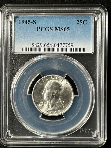 1945-S  25C Washington Quarter Dollar PCGS MS65   80477759
