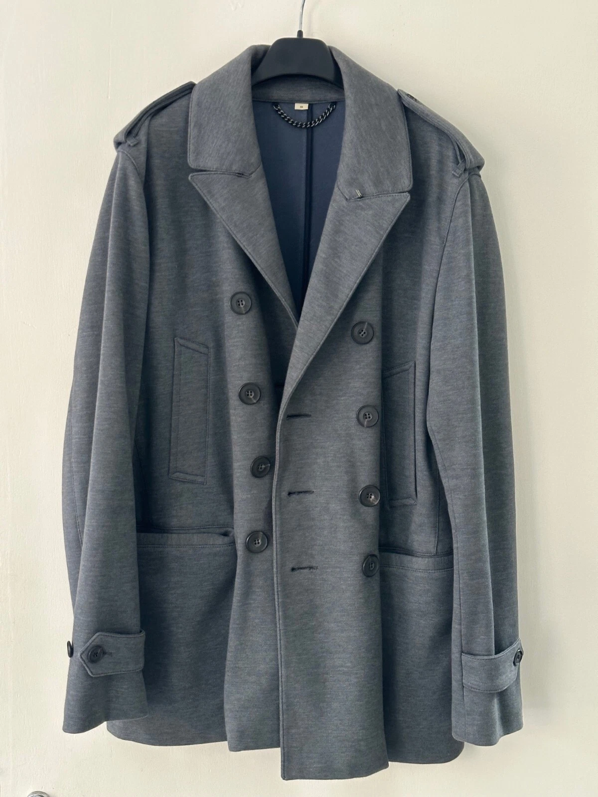 Pavone doppiopetto Burberry verde indaco MOLTO BUONO XL 56