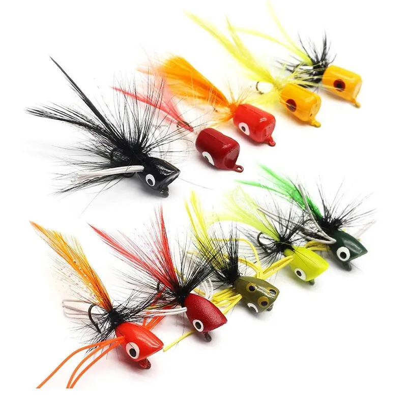 10-30pcs Fly Fishing Lures Bass Poppers Flies Topwater Trout