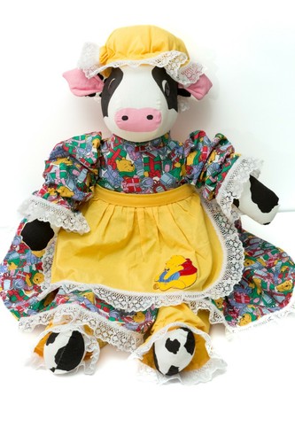 Holstein bambola mucca antropomorfa fatta a mano Winnie Pooh vestito grembiule cofano - Foto 2 di 9