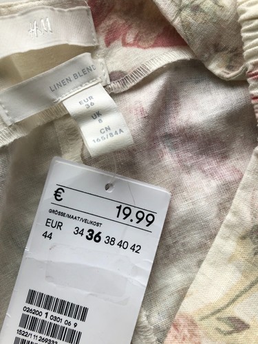 H&M Damen Shirt Bluse Top Gr. 36 kurz 55 %Leinen 45% Viscose florales Muster - Bild 4 von 6