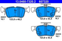 Ate 13.0460-7320.2 Bremsbelagsatz, Scheibenbremse Hinterachse FÜR Ford Ford Usa