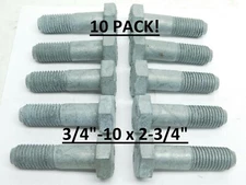 10 PACK 3/4"-10 x 2-3/4" Structural Bolt Heavy Hex Cap Screw A325 Galvanized NH