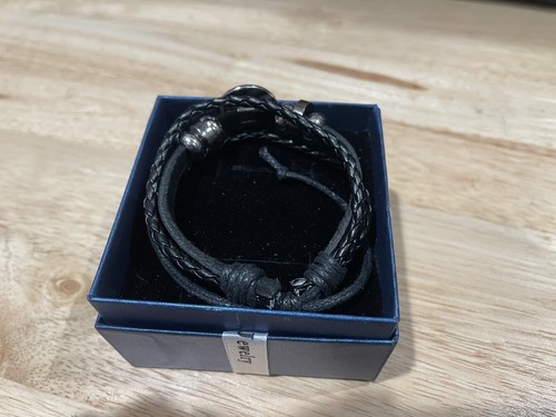 Wikinger Valknut Odin Knoten Schwarz Leder Armband Armreif. Goth Wicca Pagan Geschenk - Bild 4 von 5