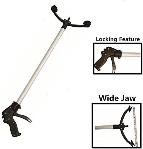 Reacher Grabber 35'' Extra Long, Wide Jaw Suction Cups Trash Pick Up Tool Nabber - Picture 2 of 4