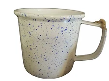 Fiddle+Fern Enamel Mug, Coffee/Tea/Camping Cup, White/Blue Speckled, 24 Oz ,NWT