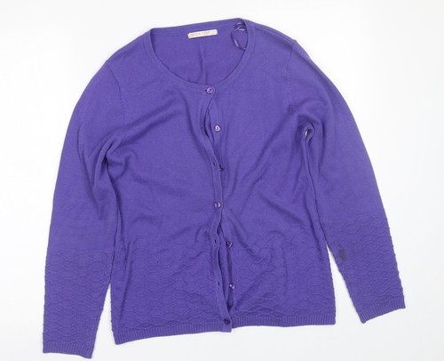 Anna Rose Damenpullover lila runder Ausschnitt geometrisch Acryl Cardigan Größe M