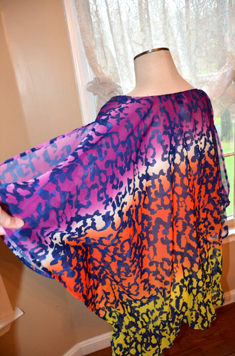 Lane Bryant Sheer Beaded V Neck Blouse Top Womens 26/28 Leopard animal print - Picture 6 of 9