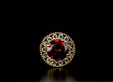 14k Yellow Gold Halo Round Pendant