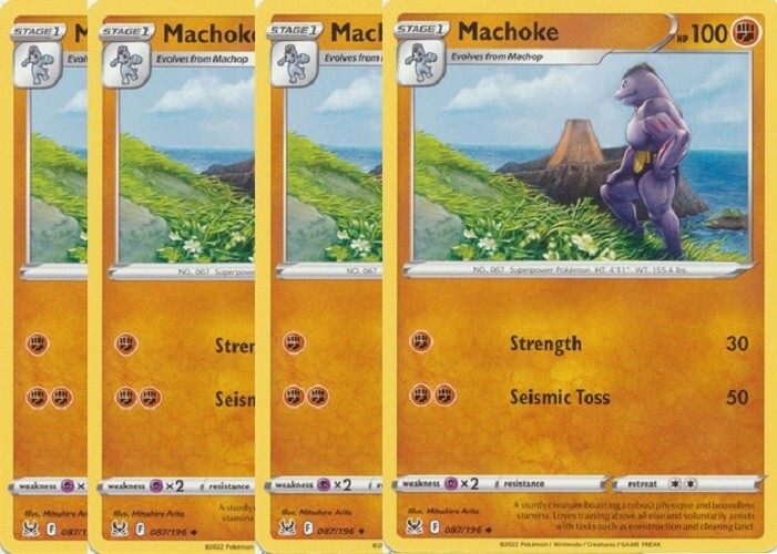 Pokemon - Machoke x 4 87/196 NM Lost Origin - Plus Free Holographic Card