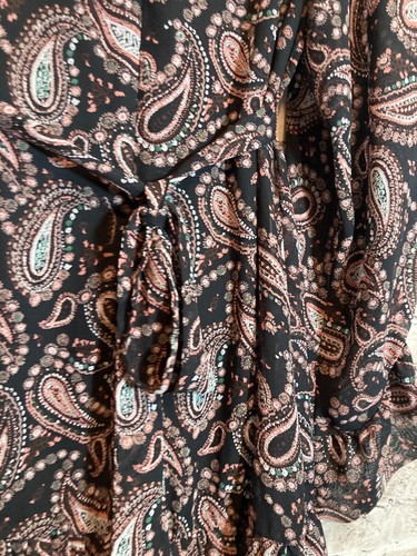Betsey Johnson Dress Womens 2 Black Paisley Dark Romantic Ruffle Kimono Sleeve - Picture 14 of 15