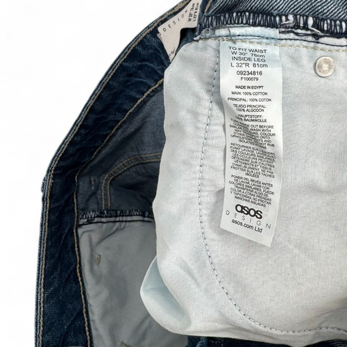 ASOS Design Men's Classic Rigid Jeans Denim in Mid Stone Wash Blue 30 x 32 New - Picture 6 of 6