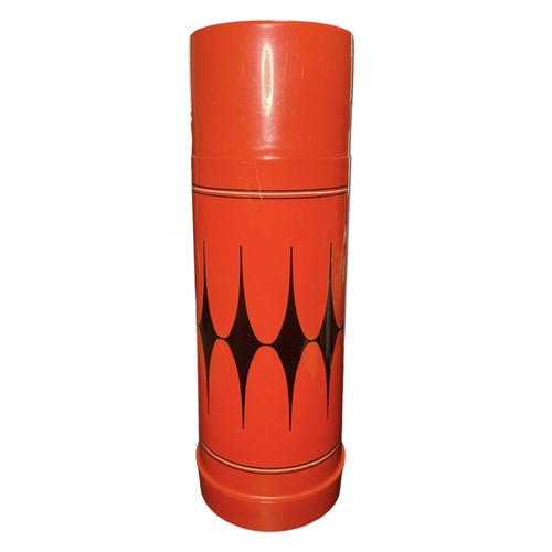 Vintage Aladdin No. 43C Quart Thermos Bottle Red & Black Diamond MCM Christmas - Picture 4 of 8