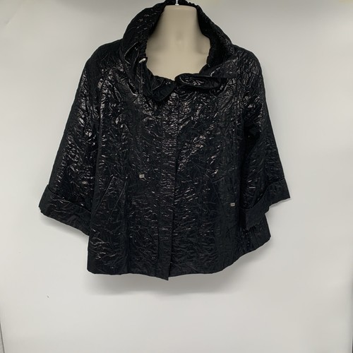 Lafayette 148 New York Crinkled Swing Jacket Size 10 Full Zip Runway Modern Rare - Bild 2 von 14