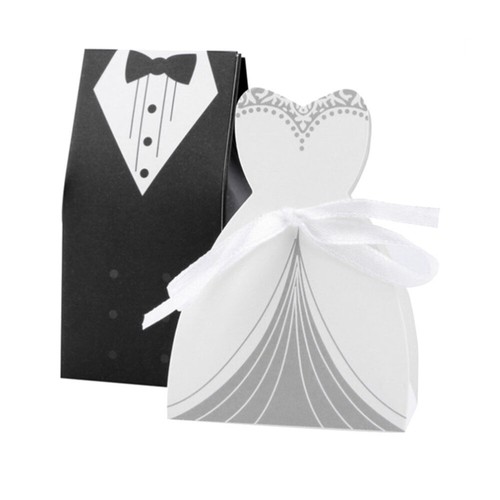 100 Pcs Kleid Candy Box Bräutigam Braut Hochzeitsbevorzugungskästen - Bild 8 von 11