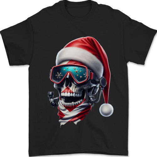 Navidad Buceo Calavera Navidad Sombrero Hombre Camiseta 100% Algodón - Imagen 1 de 6