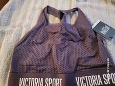 VSX Victoria Secret Athletic Racerback Sports Bra purple Logo Size xs mesh dot