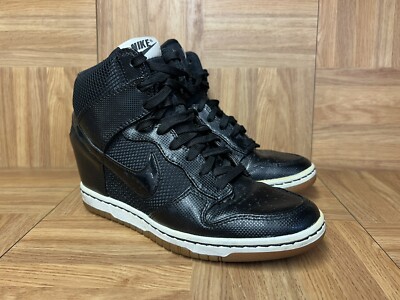 RARE Nike Dunk Sky Hi Black Essential Mesh Gum Sz 579763