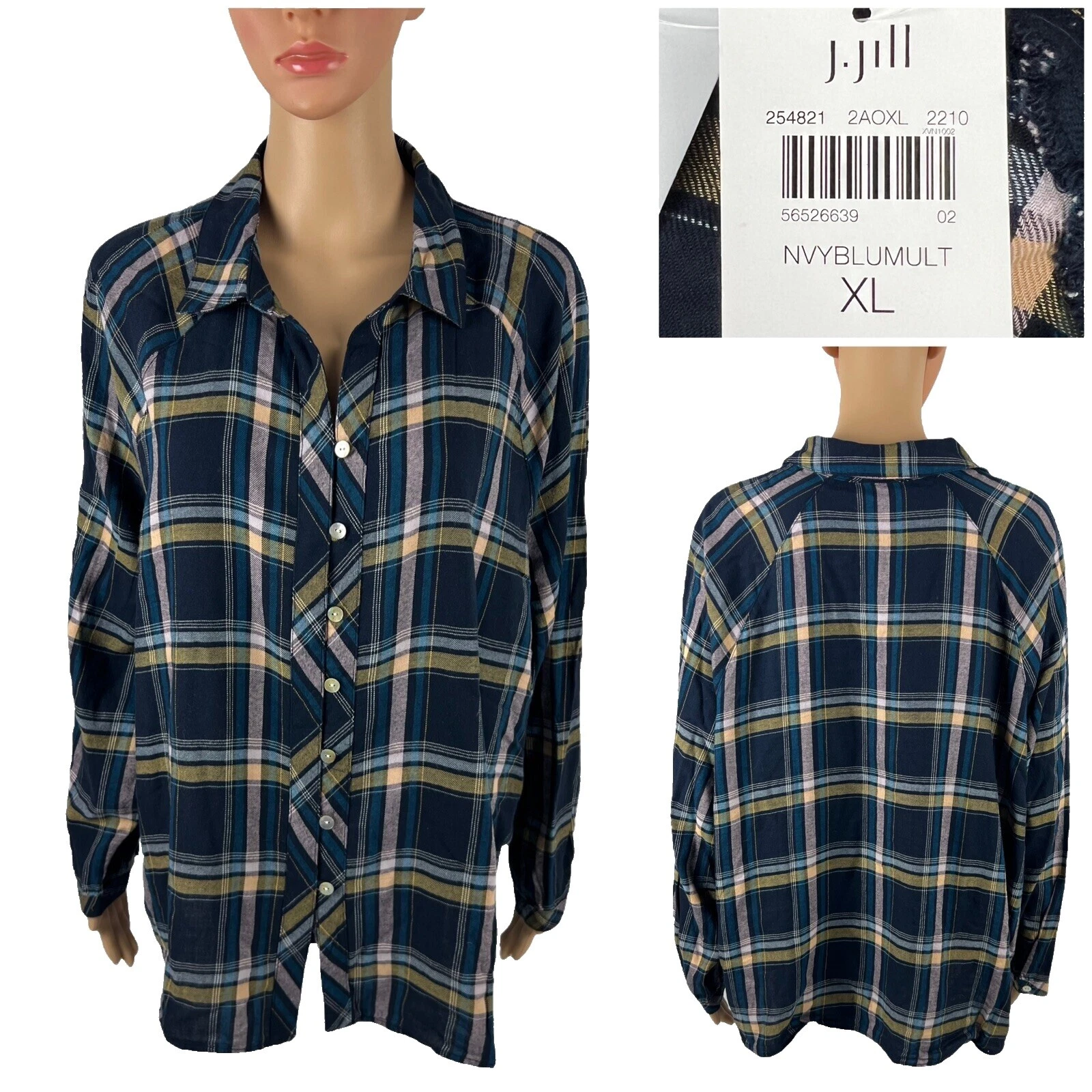 J. Jill Plaid Casual Tops for Women