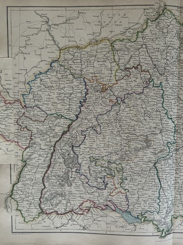 1872 South Germany Hand Coloured Original Antique Map By W.G. Blackie - Picture 2 of 4
