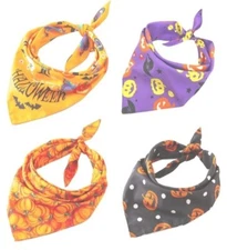 Dog Bandanas, 4 Pack Halloween Triangle Bibs Pumpkin Dog Kerchief Set Pet Scarf 