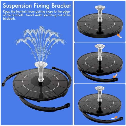 Solar Springbrunnen mit 3.5W,mit Fester Halterung,8Fontänenstile für Gartenteich - Bild 4 von 9