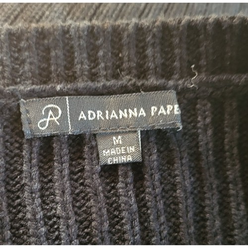 Maglione Adrianna Papell nero a costine maglia gilet M marrone pelliccia sintetica davanti zip intera - Foto 4 di 4