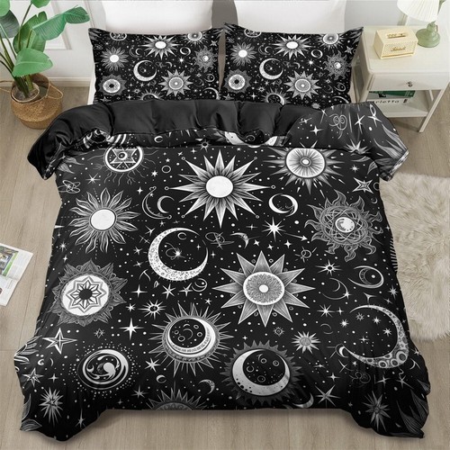 Sun Moon Duvet Doona Quilt Cover Set Single Double Queen King Soft Bedding Set