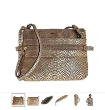 H by Halston Metallic Python Embossed Crossbody Handbag/