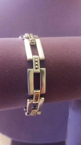 Damen Sterling Silber 925 Armband MARKASITEN offen rechteckig Glieder SIGNIERT LAND - Bild 8 von 12