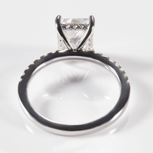 2.50CT Radiant Cut Moissanite Engagement Pave Eternity Ring 14KWhite Gold Plated - Picture 4 of 8