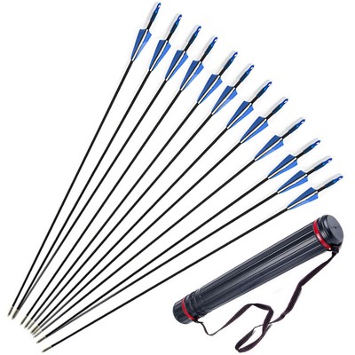 31'' Archery Fiberglass Arrows OD6mm 2.5'' Rubber Feathers Bow Target Quiver
