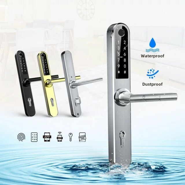 Serrure Poignée connectée biometrique Smart Lock rfid nfc noir tuya