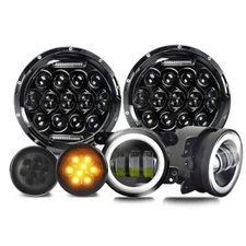 DOT 7" LED Headlights + 4"Fog Lights +Turn Lamp for 2007-18 Jeep Wrangler JK 6PC