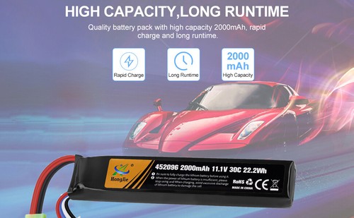 8pcs 2000mAh 11,1V Airsoft Batterie 30C Hobby LiPo Akku mit Mini Tamiya Stecker - Bild 8 von 8
