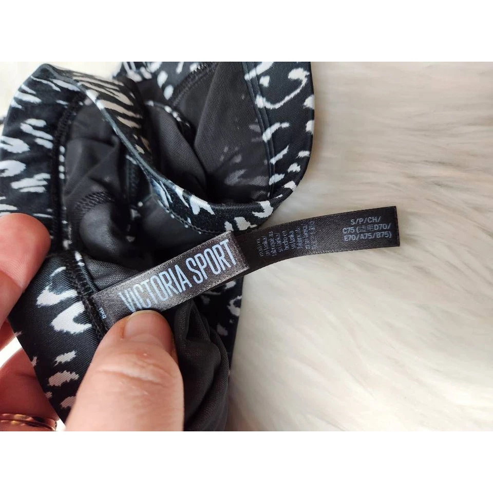 Sujetador deportivo para mujer Victorias Secret negro blanco recortado yoga ropa deportiva top malla S Foto 3 de 3