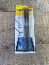 Bic Tech Cristal Stylus and Pen Med. 1.0mm Black Ink 19980(1 Pack Of 2)