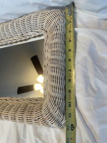 Vintage White Wicker Wall Mount Mirror 16โ By 12โ~ Cottage, Porch, Vanity ๐ฅ๐ฅ๐ฅ - Picture 2 of 8