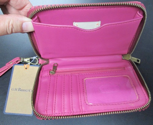 NEW G. H. BASS & CO JASMIN POLKA DOT ZIP WRISTLET PINK/BLACK - Picture 3 of 3