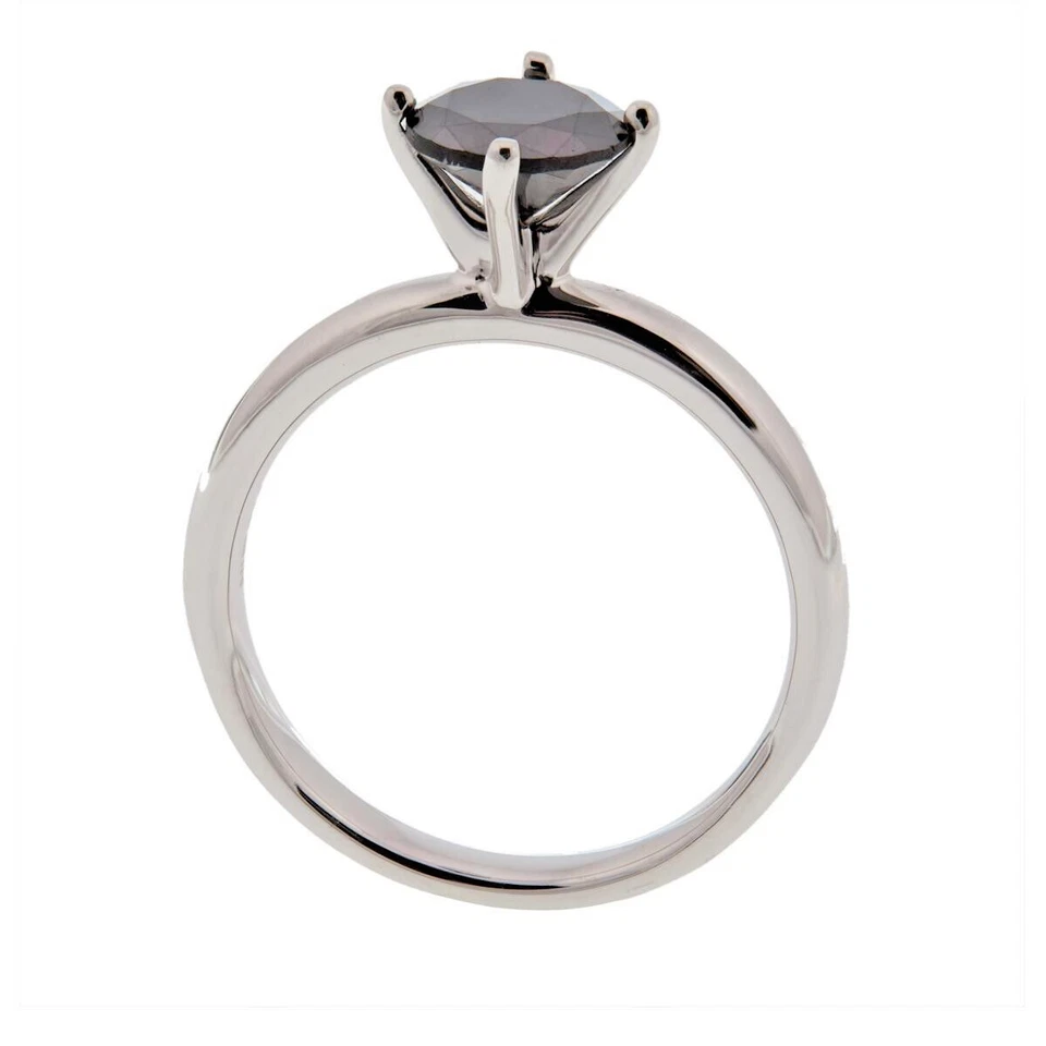 1ctw Natural Black Diamond Solitaire Ring in Sterling Silver Size 10, Womens New - Image 2 of 4